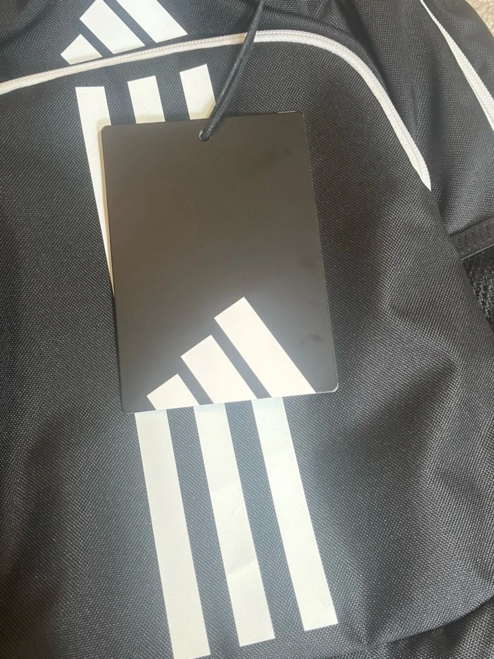 adidas Black Backpack with White Stripe Accents